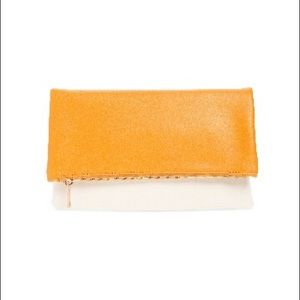 Color-blocked fold over clutch